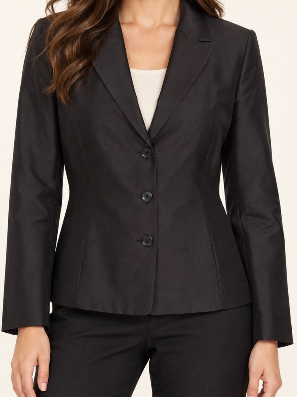 Talbots Black Women's Three-Button Tailored Blazer Jacket